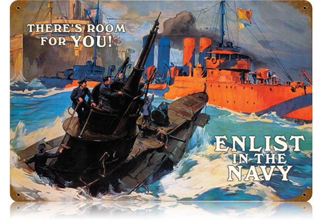 "Enlist in the Navy" Vintage Metal Sign